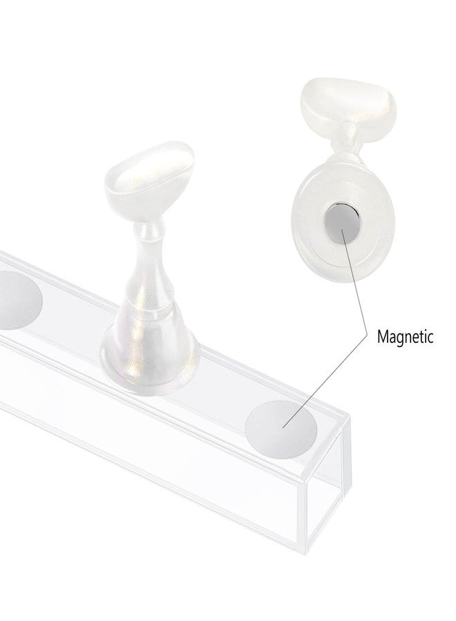 Etercycle Acrylic Nail Display Stand DIY Nail Crystal Holder Magnetic Practice Stands with Reusable Adhesive Putty Clay for False Nail Tip Manicure Tool(White with gold) - Image 2